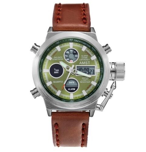 AMST 3003A Silver-Green-Brown Wristband